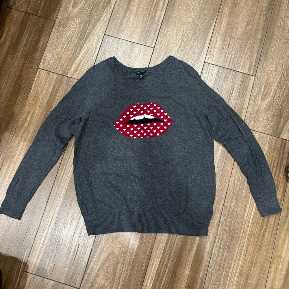 Torrid Charcoal Sweater with Red Lips Design